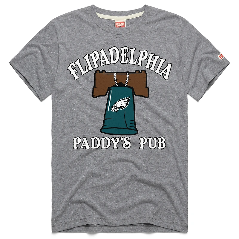 Unisex Homage Gray Philadelphia Eagles x It's Always Sunny Flipadelphia Paddy's Pub Tri-Blend T-Shirt