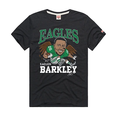 Unisex Homage Saquon Barkley Charcoal Philadelphia Eagles Caricature Player Graphic Tri-Blend T-Shirt