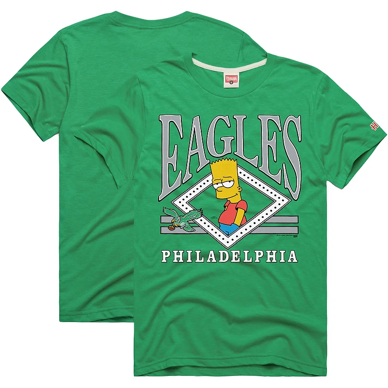 Unisex Homage x The Simpsons Kelly Green Philadelphia Eagles Tri-Blend T-Shirt