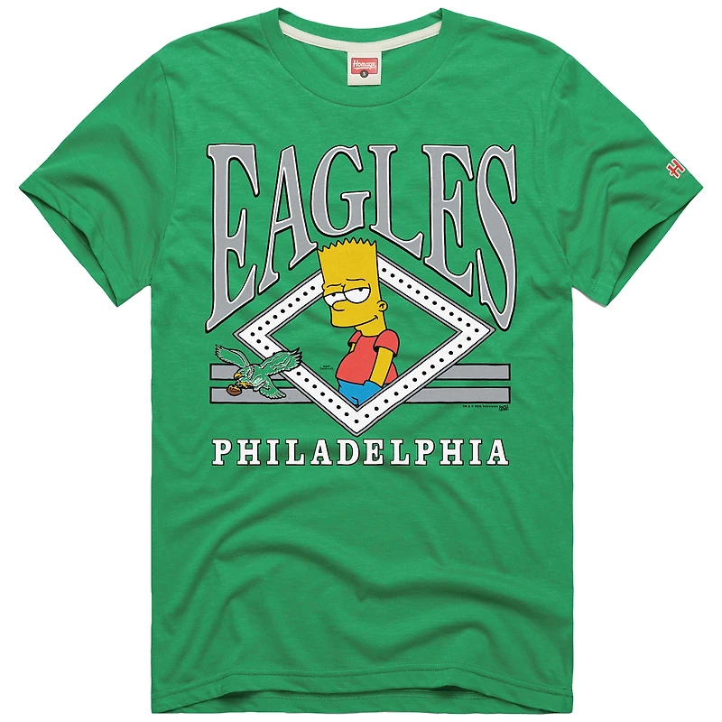 Unisex Homage x The Simpsons Kelly Green Philadelphia Eagles Tri-Blend T-Shirt