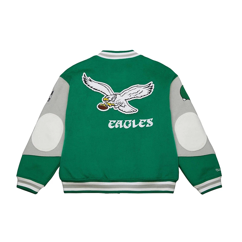 Unisex Mitchell & Ness Kelly Green Philadelphia Eagles Varsity Team Full-Snap Jacket