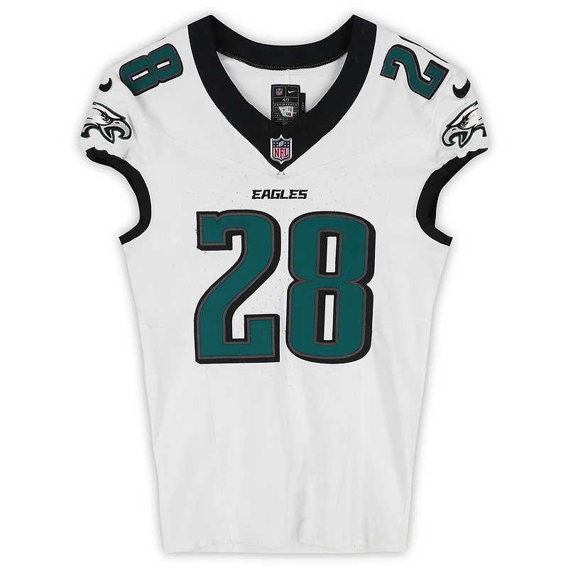 Will Shipley Philadelphia Eagles Game-Used #28 White Jersey vs. Green Bay Packers on November 10, 2025