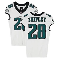 Maillot blanc n° 28 porté par Will Shipley (Philadelphia Eagles) lors du match contre les Green Bay Packers le 10 novembre 2025