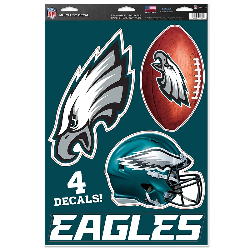 Feuille d'autocollants multi-usages WinCraft Philadelphia Eagles (11 po x 17 po)