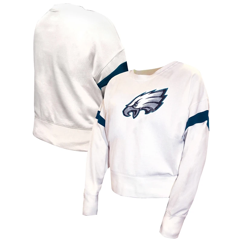 Women's Fanatics  White Philadelphia Eagles Plus Fleece Pullover Sweatshirt