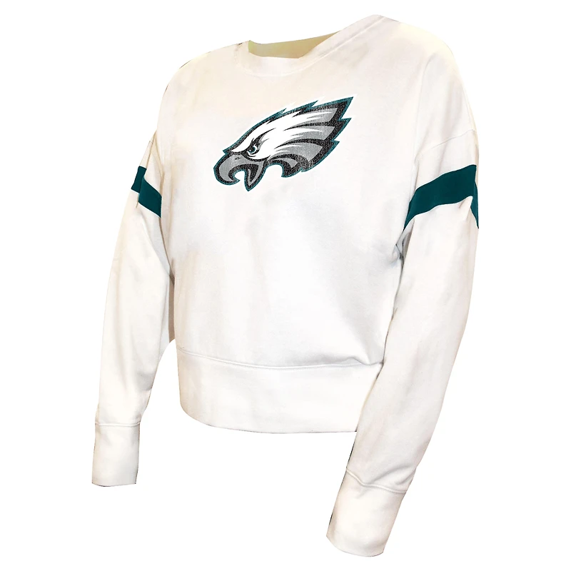 Women's Fanatics  White Philadelphia Eagles Plus Fleece Pullover Sweatshirt