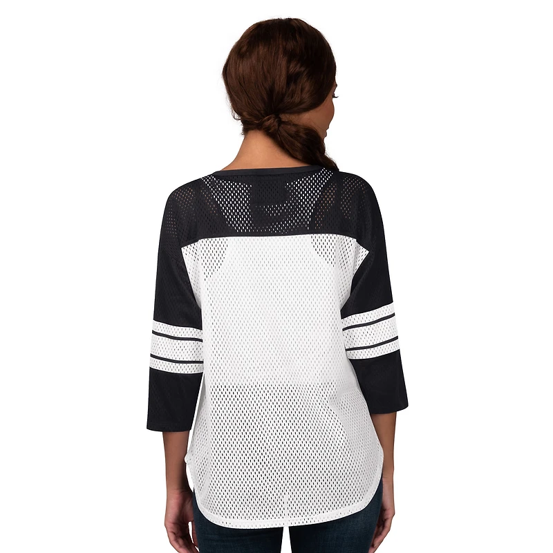 T-shirt en maille à manches 3/4 pour femme G-III 4Her par Carl Banks, noir, première équipe des Philadelphia Eagles