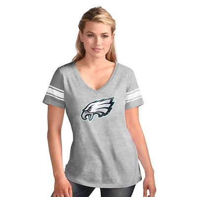 T-shirt pour femme G-III 4Her de Carl Banks gris chiné Philadelphia Eagles First Pick en tissu vieilli