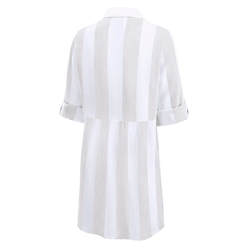 Women's Tommy Bahama  Khaki/White Philadelphia Eagles Rugby Beach Stripe Button-Up Tunic