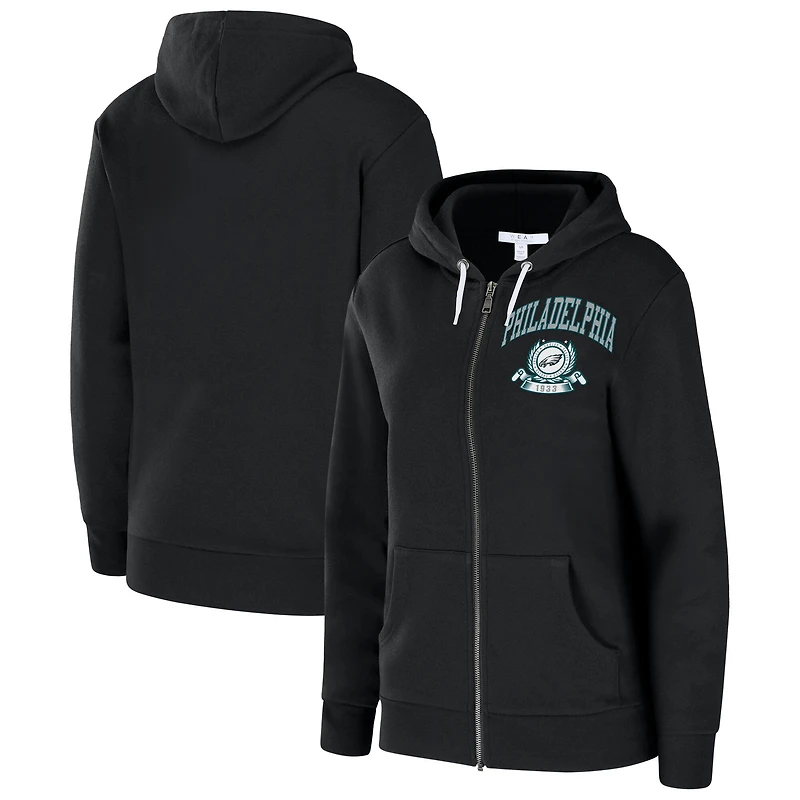 Sweat à capuche entièrement zippé noir Philadelphia Eagles pour femme WEAR by Erin Andrews