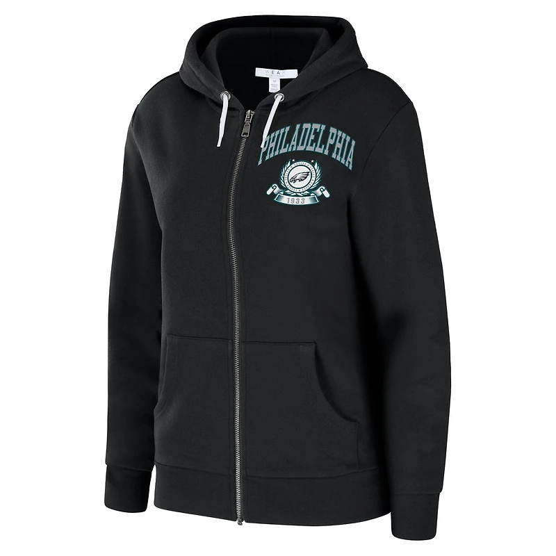 Sweat à capuche entièrement zippé noir Philadelphia Eagles pour femme WEAR by Erin Andrews
