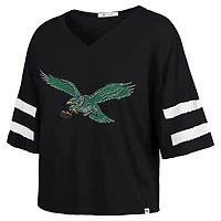 T-shirt court à col en V « 47 » noir pour femme, Philadelphia Eagles Premier Scout