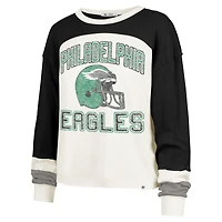 Haut court à manches longues raglan double tête Philadelphia Eagles '47 Cream pour femme