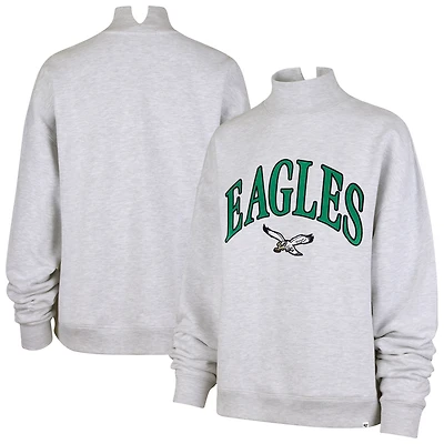 Women's '47 Heather Gray Philadelphia Eagles Vantage Mock Neck Pullover Sweatshirt