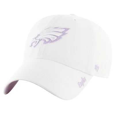 Women's '47 White Philadelphia Eagles Ballpark Cheer Clean Up Adjustable Hat