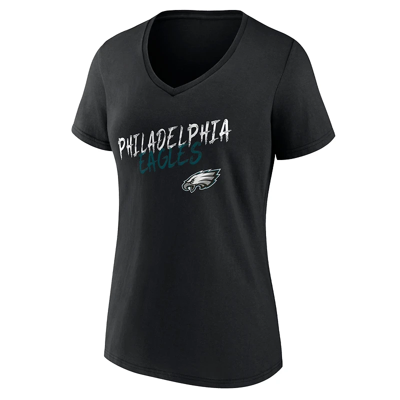 Women's Black Philadelphia Eagles Hustle V-Neck T-Shirt