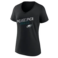Women's Black Philadelphia Eagles Hustle V-Neck T-Shirt