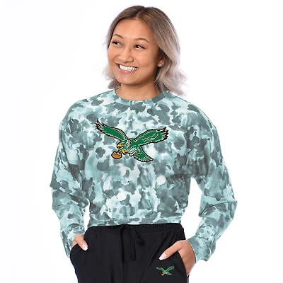 Women's Certo Midnight Green Philadelphia Eagles Cropped Long Sleeve T-Shirt