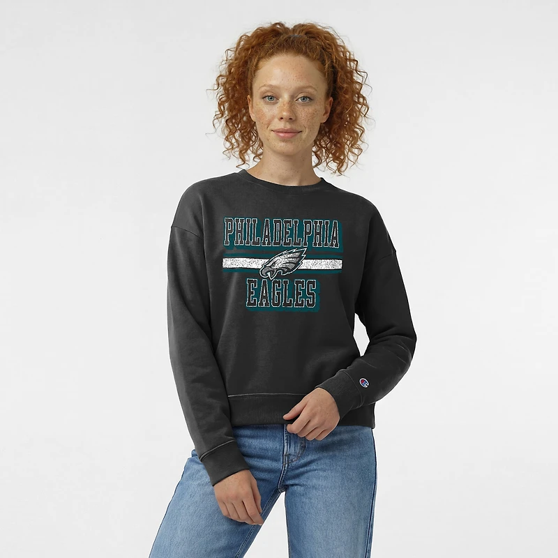 Women's Champion Black Philadelphia Eagles Powerblend Fleece Sweatshirt
