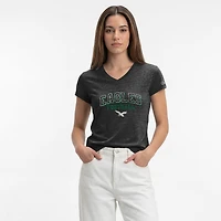 T-shirt à col en V noir Champion Philadelphia Eagles Triumph Tri-Blend pour femme