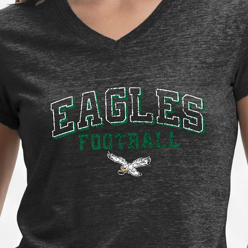 Women's Champion Black Philadelphia Eagles Triumph Tri-Blend V-Neck T-Shirt