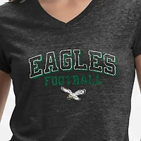 Women's Champion Black Philadelphia Eagles Triumph Tri-Blend V-Neck T-Shirt