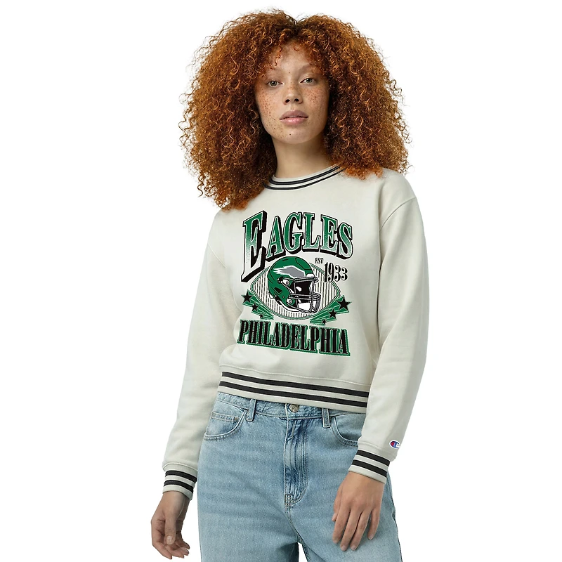 Women's Champion Cream Philadelphia Eagles Reverse Weave Fleece Sweatshirt