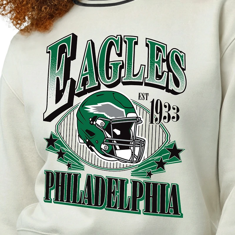 Sweat-shirt en polaire à tissage inversé crème Champion pour femme, modèle Philadelphia Eagles.