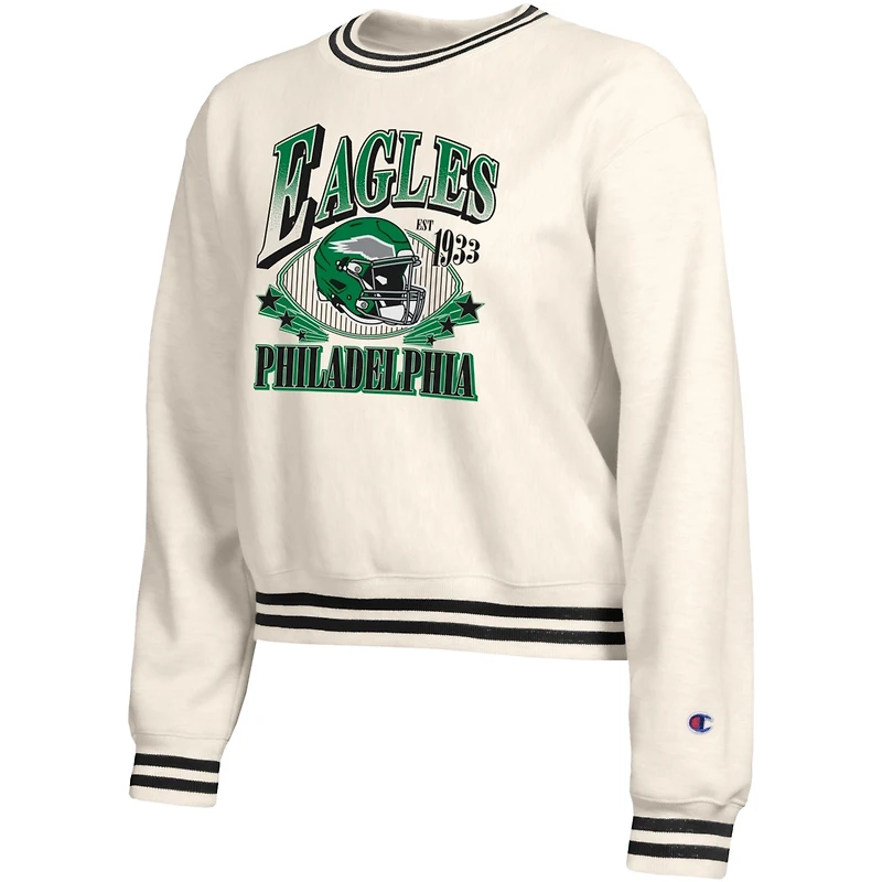 Sweat-shirt en polaire à tissage inversé crème Champion pour femme, modèle Philadelphia Eagles.