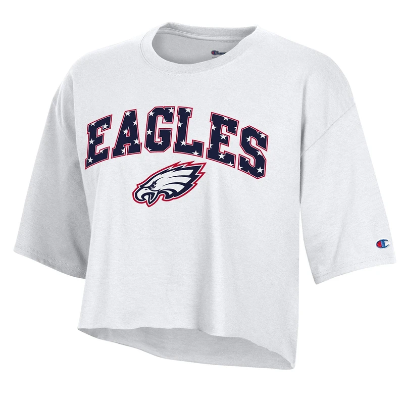 T-shirt court blanc à étoiles des Eagles de Philadelphie pour femmes