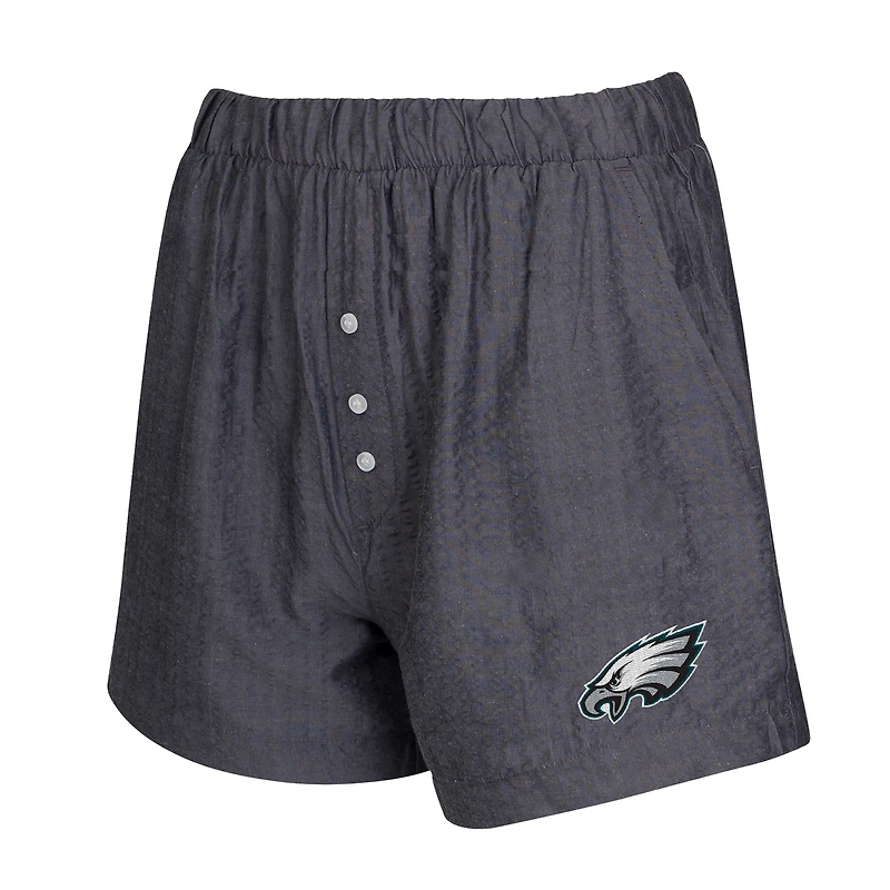 Women's Concepts Sport  Charcoal Philadelphia Eagles Two-Pack Stripes and Solids Boxer Shorts Set