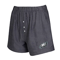 Women's Concepts Sport  Charcoal Philadelphia Eagles Two-Pack Stripes and Solids Boxer Shorts Set