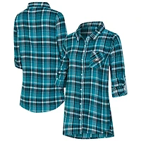 Women's Concepts Sport Green Philadelphia Eagles Laney Plaid Tri-Blend Full-Button Nightshirt