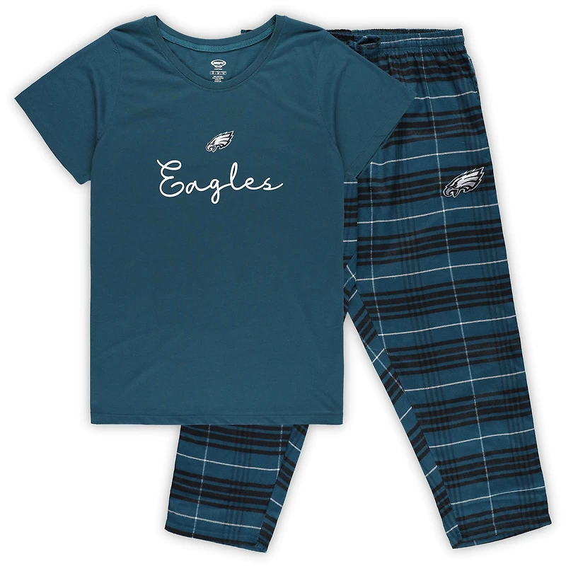 Ensemble de nuit grande taille pour femme Concepts Sport Philadelphia Eagles avec haut et pantalon à inscription