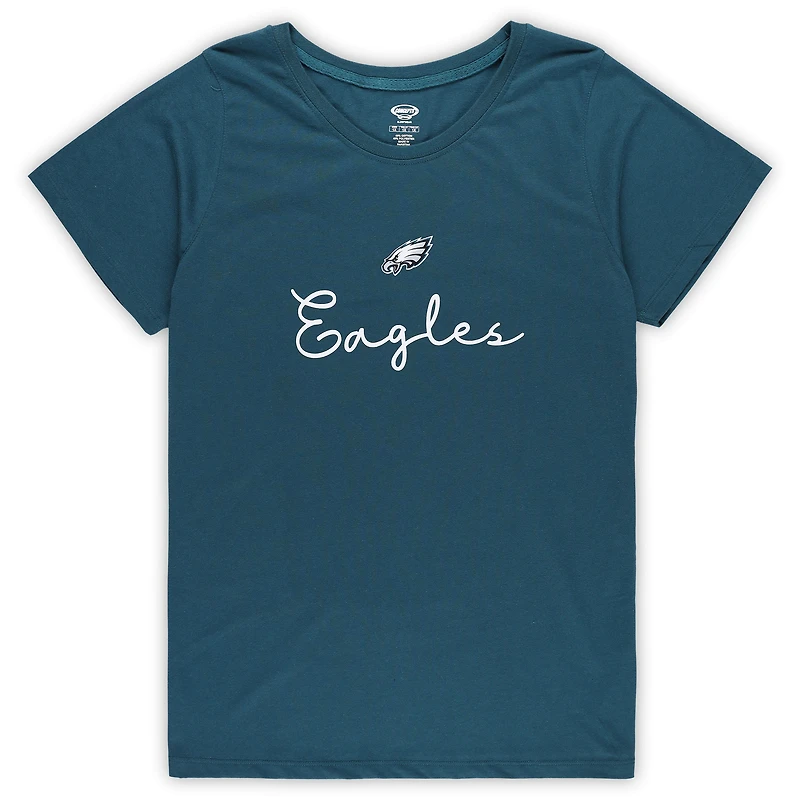 Ensemble de nuit grande taille pour femme Concepts Sport Philadelphia Eagles avec haut et pantalon à inscription