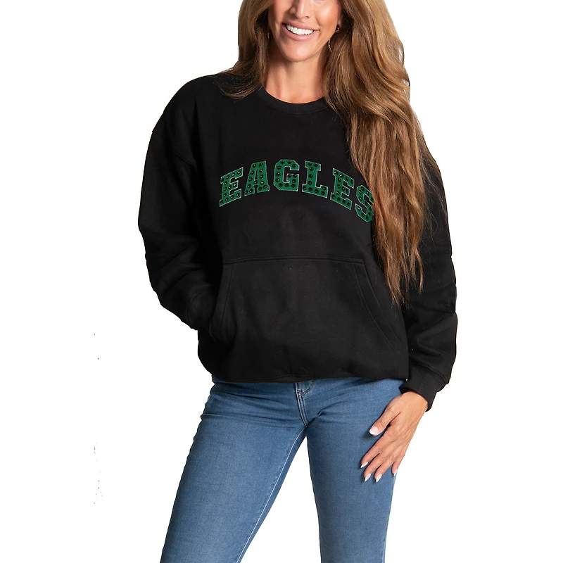 Sweat-shirt à bijoux en chenille noir pour femme des Philadelphia Eagles
