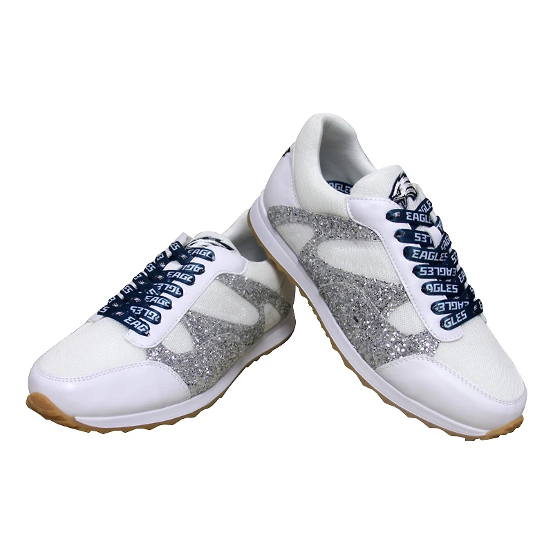 Women's Cuce  Silver Philadelphia Eagles Glitter Sneakers