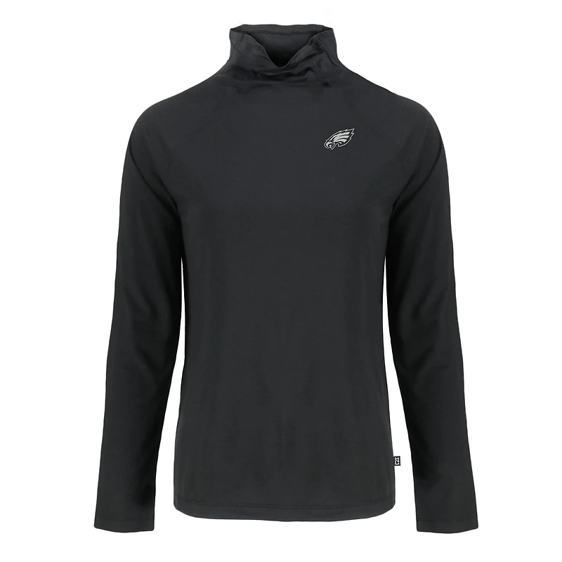 Women's Cutter & Buck Black Philadelphia Eagles Coastline Epic Comfort Eco Recycled Funnel Neck Pullover Sweatshirt