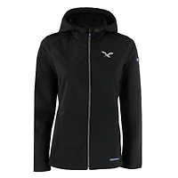 Women's Cutter & Buck Black Philadelphia Eagles Evoke Eco Softshell Recycled Full-Zip Hooded Jacket