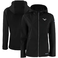 Women's Cutter & Buck Black Philadelphia Eagles Evoke Eco Softshell Recycled Full-Zip Hooded Jacket