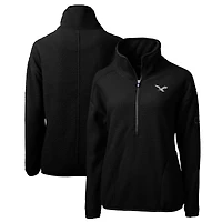 Women's Cutter & Buck  Black Philadelphia Eagles Gridiron Classics Logo Cascade Eco Sherpa Fleece Half-Zip Pullover Jacket