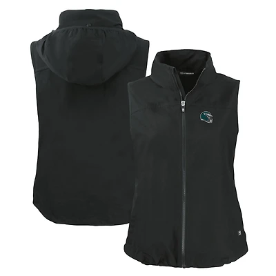 Women's Cutter & Buck Black Philadelphia Eagles Helmet Logo Charter Eco Recycled Full-Zip Vest