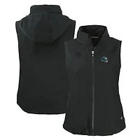 Women's Cutter & Buck Black Philadelphia Eagles Helmet Logo Charter Eco Recycled Full-Zip Vest