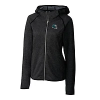 Women's Cutter & Buck  Charcoal Philadelphia Eagles Helmet Logo Mainsail Sweater-Knit Full-Zip Hoodie