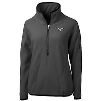 Women's Cutter & Buck Charcoal Philadelphia Eagles Historic Cascade Eco Sherpa Fleece Half-Zip Jacket