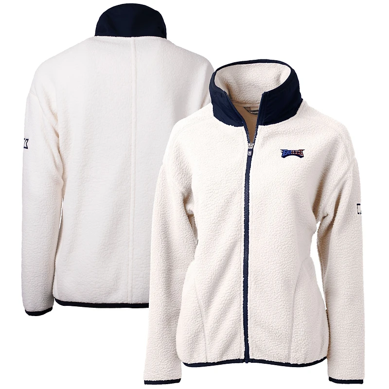 Women's Cutter & Buck Cream Philadelphia Eagles Cascade Eco Sherpa Fleece Full-Zip Jacket