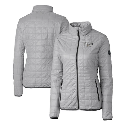 Doudoune isolante entièrement zippée Rainier PrimaLoft Eco pour femme, grise, avec logo Philadelphia Eagles Gridiron Classics, Cutter & Buck