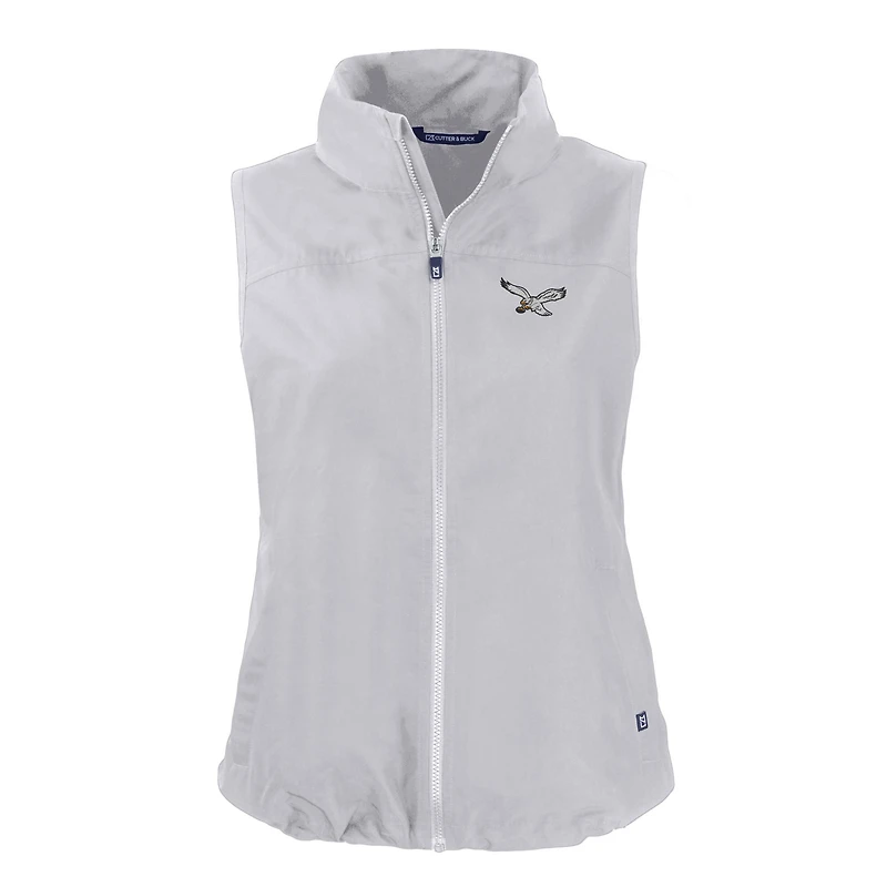 Women's Cutter & Buck  Gray Philadelphia Eagles Throwback Charter Eco Full-Zip Vest