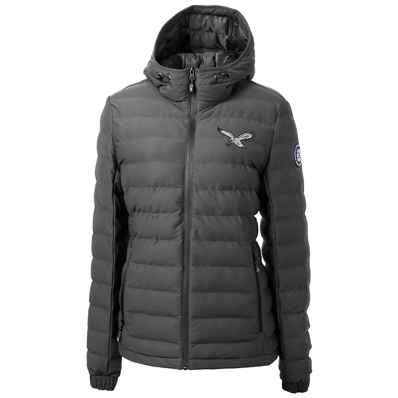 Women's Cutter & Buck  Gray Philadelphia Eagles Throwback Logo Mission Ridge Repreve Eco Insulated Full-Zip Puffer Jacket