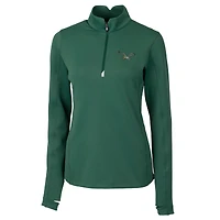 Women's Cutter & Buck Green Philadelphia Eagles Throwback Logo Traverse Stretch Quarter-Zip Pullover Top
